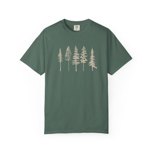 Forest Line T-Shirt In Blue Spruce / S Lightweight adventure tee for outdoor lovers Perfect for hiking camping or road trips Made from soft breathable cotton for all-day comfort Ideal for nature lovers and adventurers FAYO Threads outdoor apparel remember Fun Awaits You Outside