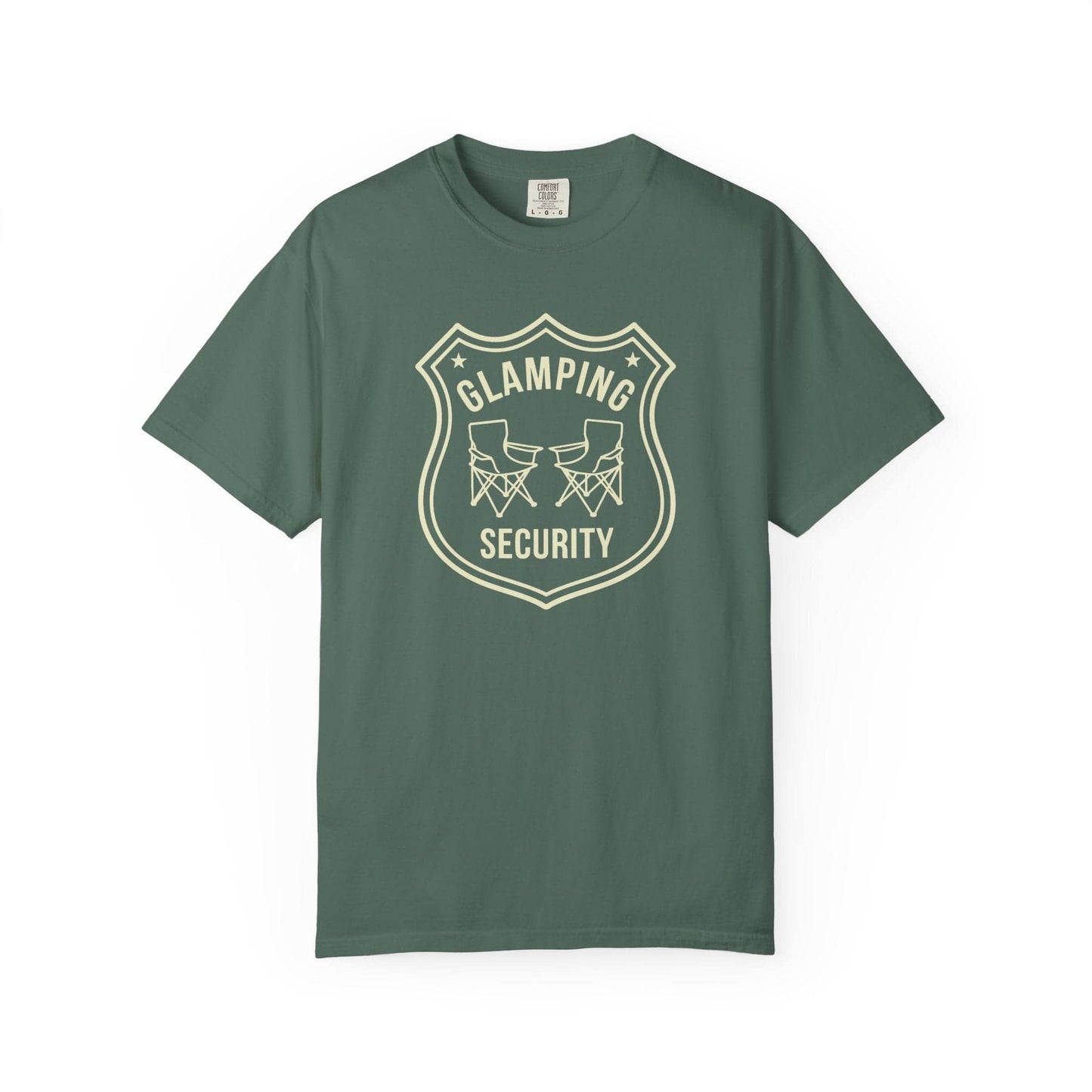 Glamping Security T-Shirt In Blue Spruce / S Lightweight adventure tee for outdoor lovers Perfect for hiking camping or road trips Made from soft breathable cotton for all-day comfort Ideal for nature lovers and adventurers FAYO Threads outdoor apparel remember Fun Awaits You Outside