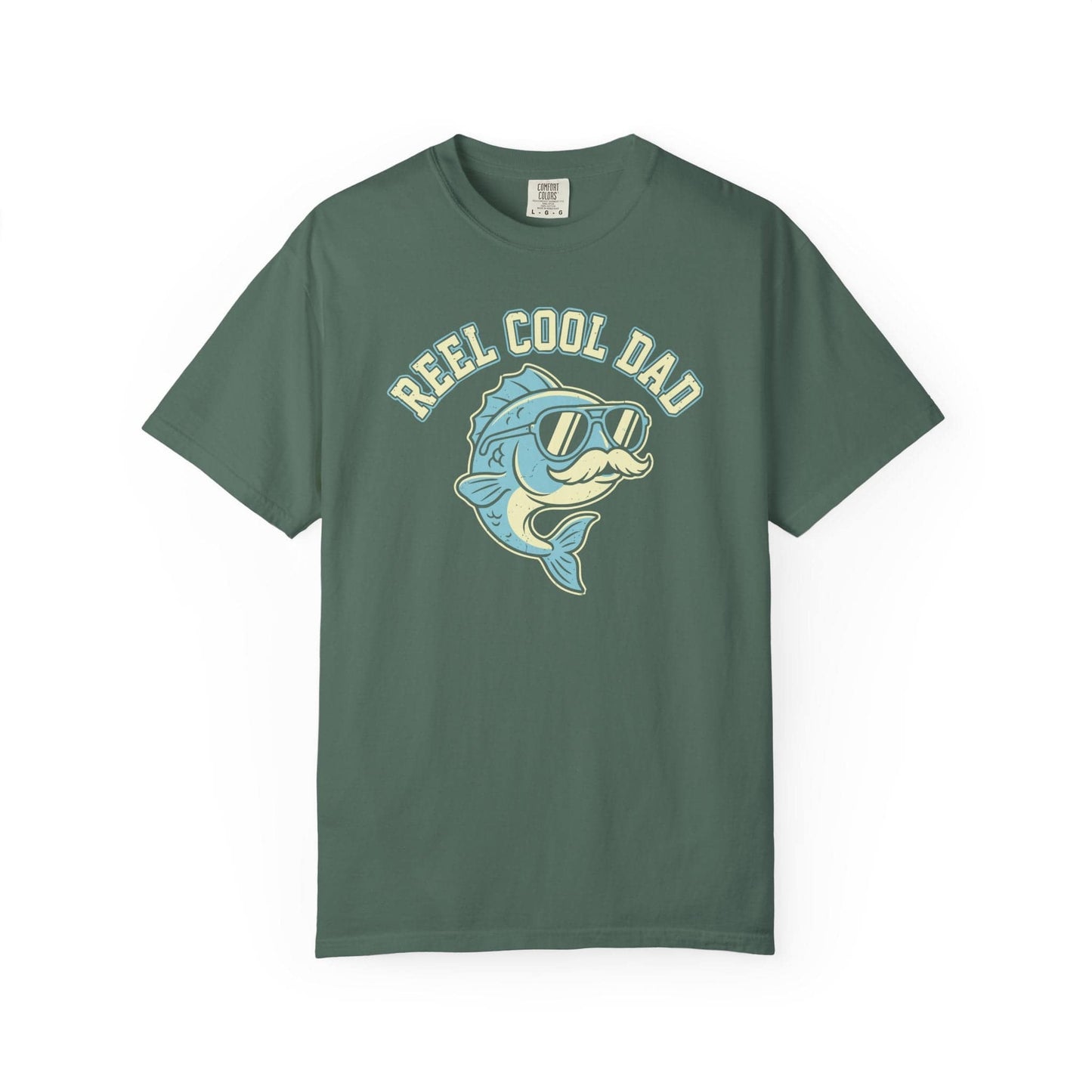 Reel Cool Dad T-Shirt In Blue Spruce / S Lightweight adventure tee for outdoor lovers Perfect for hiking camping or road trips Made from soft breathable cotton for all-day comfort Ideal for nature lovers and adventurers FAYO Threads outdoor apparel remember Fun Awaits You Outside