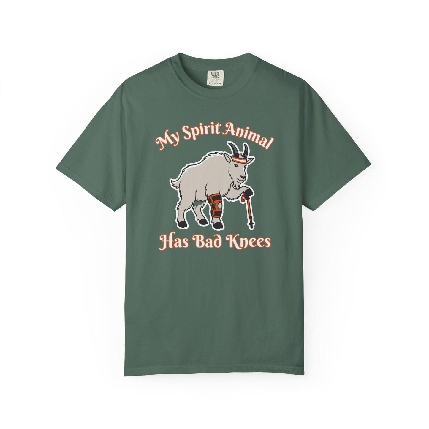 Spirit Animal Has Bad Knees T-Shirt In Blue Spruce / S Lightweight adventure tee for outdoor lovers Perfect for hiking camping or road trips Made from soft breathable cotton for all-day comfort Ideal for nature lovers and adventurers FAYO Threads outdoor apparel remember Fun Awaits You Outside