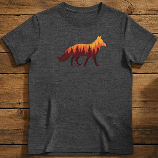 Forest Fox T-Shirt In Dark Heather / S Lightweight adventure tee for outdoor lovers Perfect for hiking camping or road trips Made from soft breathable cotton for all-day comfort Ideal for nature lovers and adventurers FAYO Threads outdoor apparel remember Fun Awaits You Outside