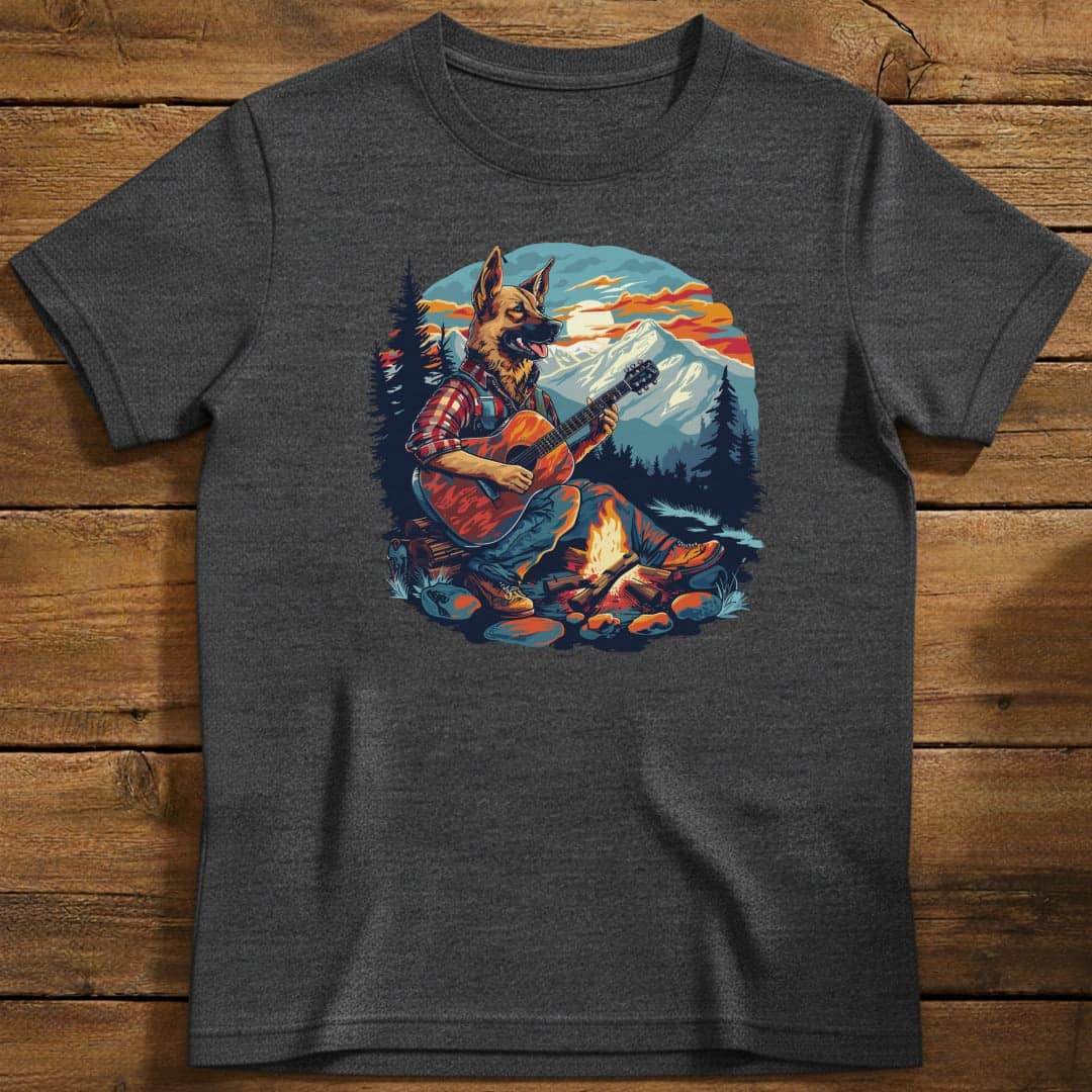 German Shepherd Country Jam T-Shirt In Dark Heather / S Lightweight adventure tee for outdoor lovers Perfect for hiking camping or road trips Made from soft breathable cotton for all-day comfort Ideal for nature lovers and adventurers FAYO Threads outdoor apparel remember Fun Awaits You Outside