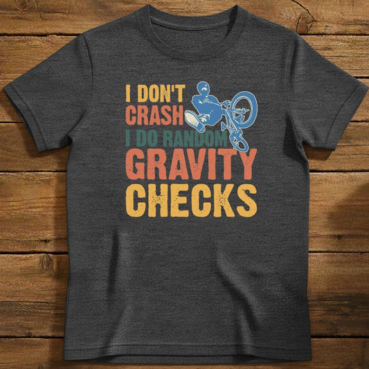 Gravity Check T-Shirt In Dark Heather / S Lightweight adventure tee for outdoor lovers Perfect for hiking camping or road trips Made from soft breathable cotton for all-day comfort Ideal for nature lovers and adventurers FAYO Threads outdoor apparel remember Fun Awaits You Outside