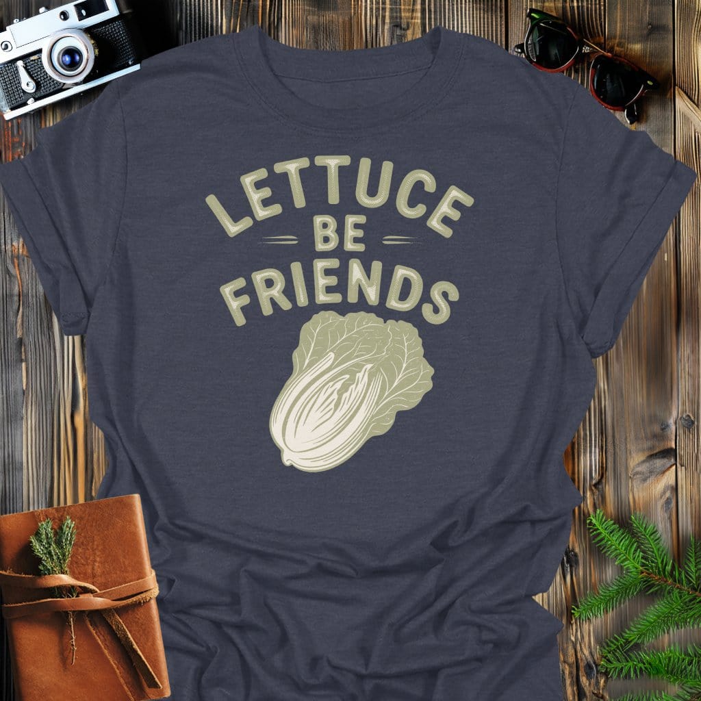Lettuce Be Friends T-Shirt In Dark Heather / S Lightweight adventure tee for outdoor lovers Perfect for hiking camping or road trips Made from soft breathable cotton for all-day comfort Ideal for nature lovers and adventurers FAYO Threads outdoor apparel remember Fun Awaits You Outside