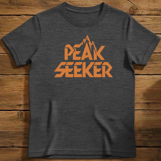 Peak Seeker T-Shirt In Dark Heather / S Lightweight adventure tee for outdoor lovers Perfect for hiking camping or road trips Made from soft breathable cotton for all-day comfort Ideal for nature lovers and adventurers FAYO Threads outdoor apparel remember Fun Awaits You Outside