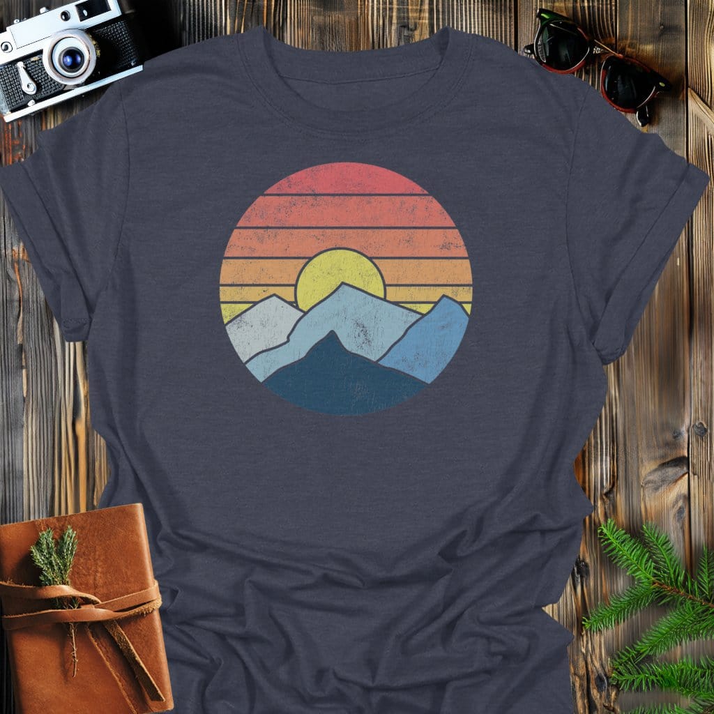 Retro Peaks T-Shirt In Dark Heather / S Lightweight adventure tee for outdoor lovers Perfect for hiking camping or road trips Made from soft breathable cotton for all-day comfort Ideal for nature lovers and adventurers FAYO Threads outdoor apparel remember Fun Awaits You Outside