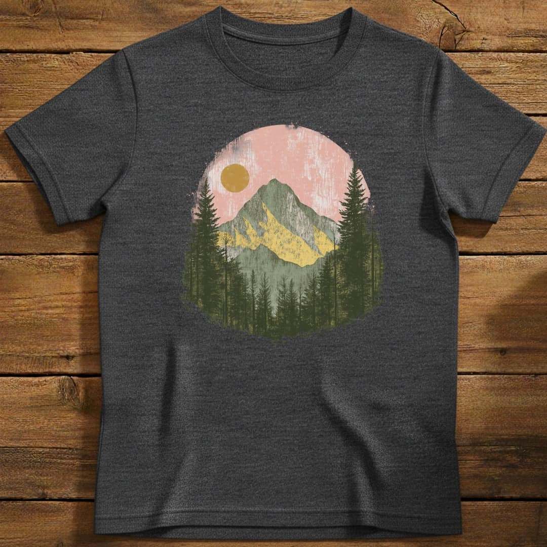 Rustic Summit T-Shirt In Dark Heather / S Lightweight adventure tee for outdoor lovers Perfect for hiking camping or road trips Made from soft breathable cotton for all-day comfort Ideal for nature lovers and adventurers FAYO Threads outdoor apparel remember Fun Awaits You Outside