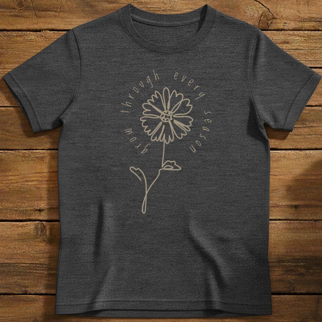 Seasonal Growth T-Shirt In Dark Heather / S Lightweight adventure tee for outdoor lovers Perfect for hiking camping or road trips Made from soft breathable cotton for all-day comfort Ideal for nature lovers and adventurers FAYO Threads outdoor apparel remember Fun Awaits You Outside