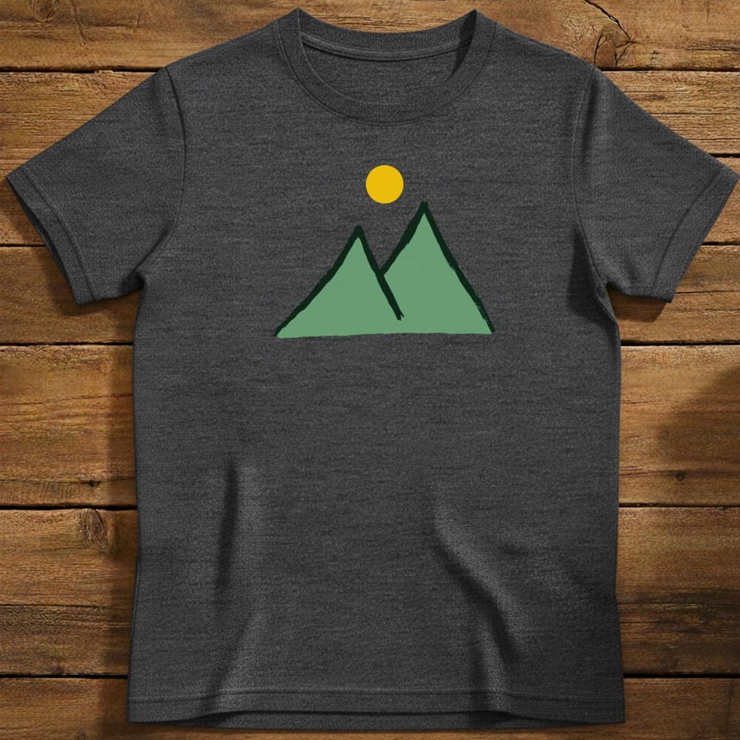 Sunny Peaks T-Shirt In Dark Heather / S Lightweight adventure tee for outdoor lovers Perfect for hiking camping or road trips Made from soft breathable cotton for all-day comfort Ideal for nature lovers and adventurers FAYO Threads outdoor apparel remember Fun Awaits You Outside