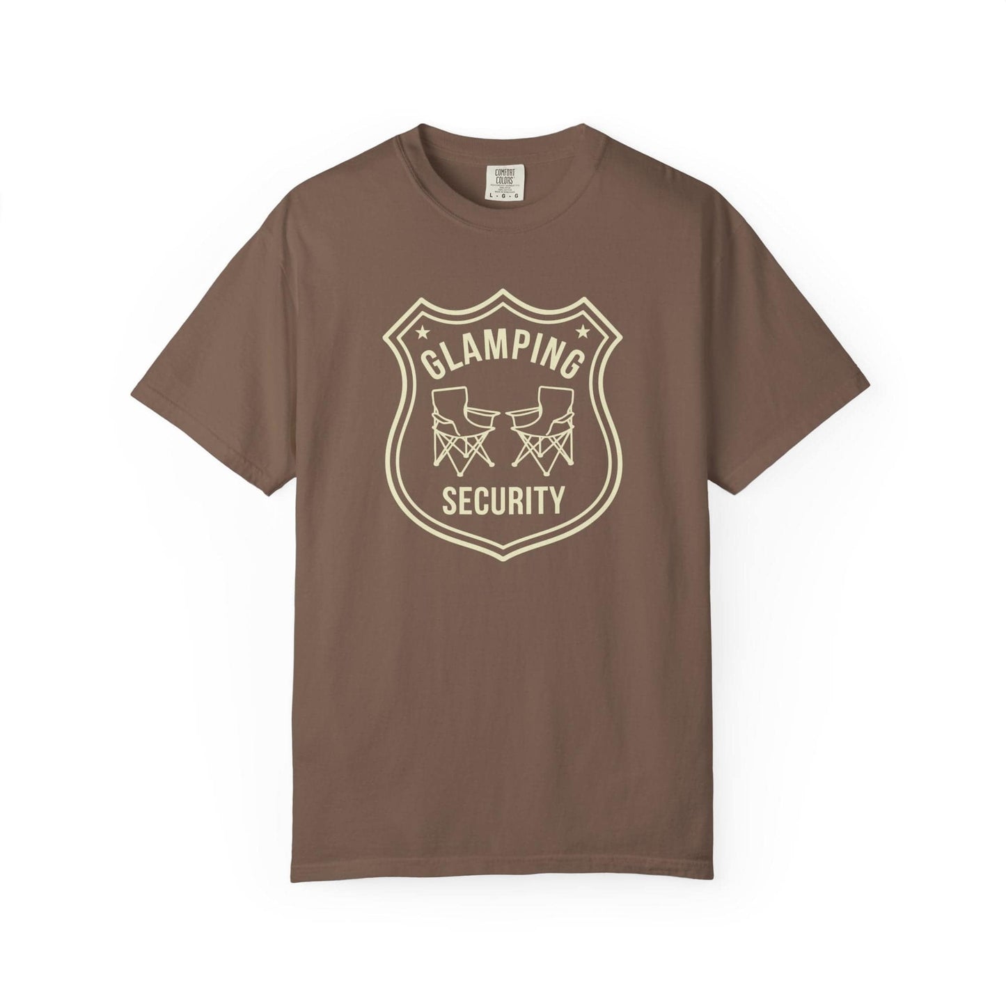 Glamping Security T-Shirt In Espresso / S Lightweight adventure tee for outdoor lovers Perfect for hiking camping or road trips Made from soft breathable cotton for all-day comfort Ideal for nature lovers and adventurers FAYO Threads outdoor apparel remember Fun Awaits You Outside