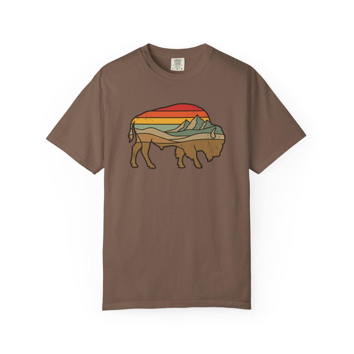 Retro Buffalo T-Shirt In Espresso / S Lightweight adventure tee for outdoor lovers Perfect for hiking camping or road trips Made from soft breathable cotton for all-day comfort Ideal for nature lovers and adventurers FAYO Threads outdoor apparel remember Fun Awaits You Outside