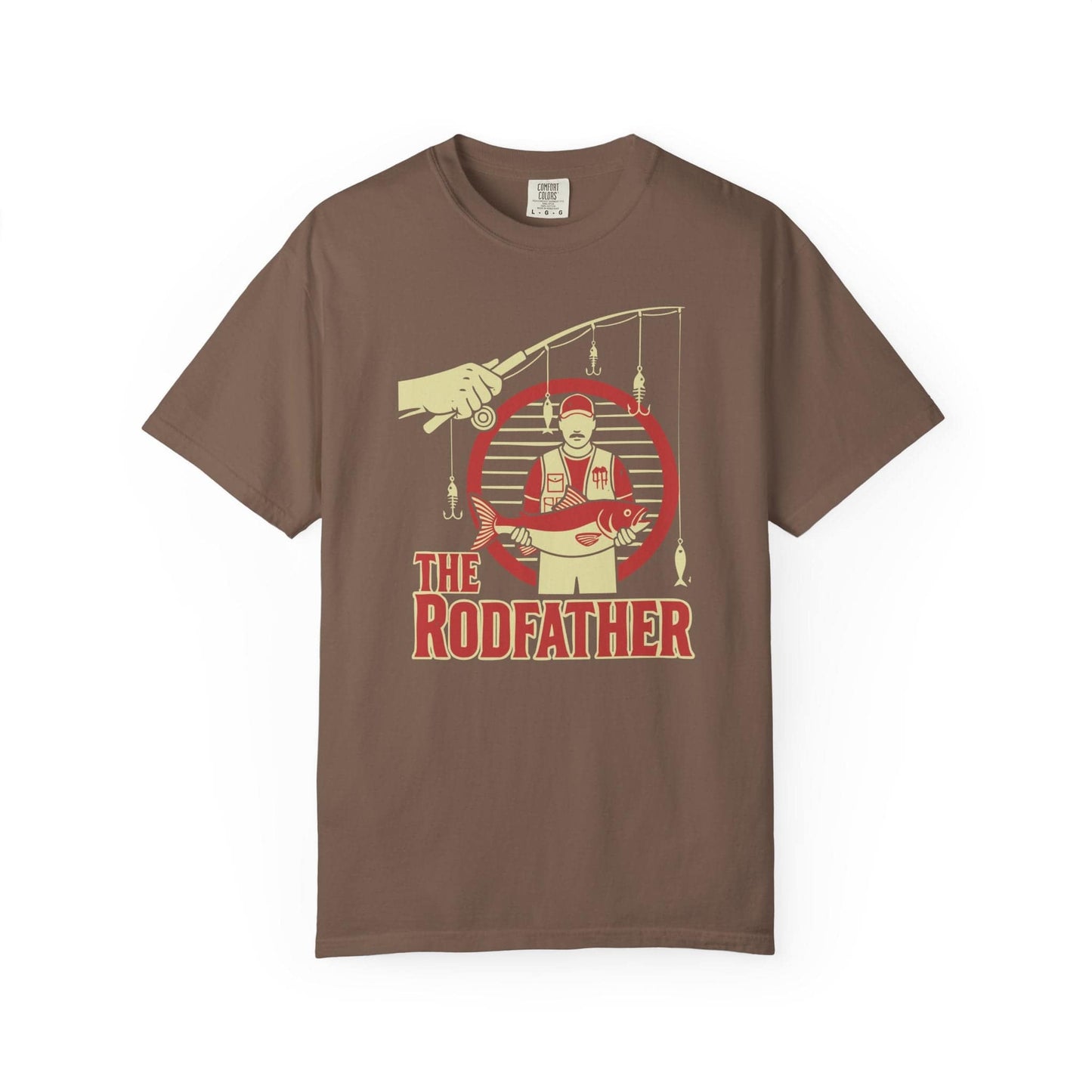 The Rodfather T-Shirt In Espresso / S Lightweight adventure tee for outdoor lovers Perfect for hiking camping or road trips Made from soft breathable cotton for all-day comfort Ideal for nature lovers and adventurers FAYO Threads outdoor apparel remember Fun Awaits You Outside