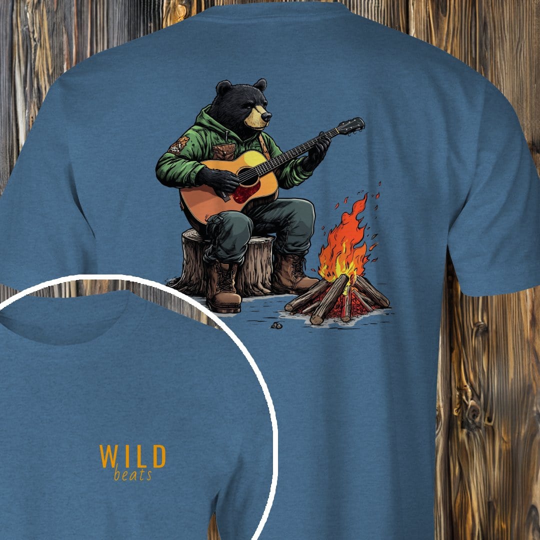 MyDesigns T-Shirt Heather Indigo / S Black Bear Campfire Jam T-Shirt