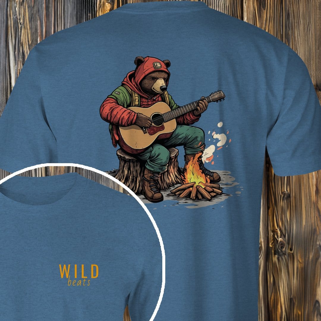 MyDesigns T-Shirt Heather Indigo / S Grizzly Bear Campfire Jam T-Shirt