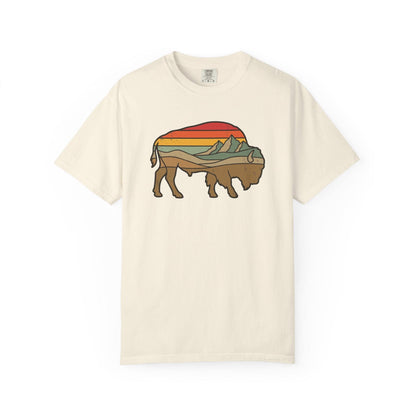 Retro Buffalo T-Shirt In Ivory / S Lightweight adventure tee for outdoor lovers Perfect for hiking camping or road trips Made from soft breathable cotton for all-day comfort Ideal for nature lovers and adventurers FAYO Threads outdoor apparel remember Fun Awaits You Outside