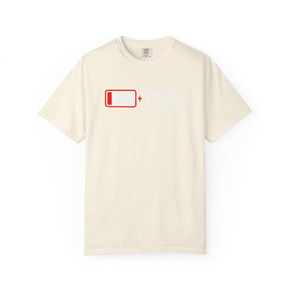 Socail Battery Needs Recharge T-Shirt In Ivory / S Lightweight adventure tee for outdoor lovers Perfect for hiking camping or road trips Made from soft breathable cotton for all-day comfort Ideal for nature lovers and adventurers FAYO Threads outdoor apparel remember Fun Awaits You Outside