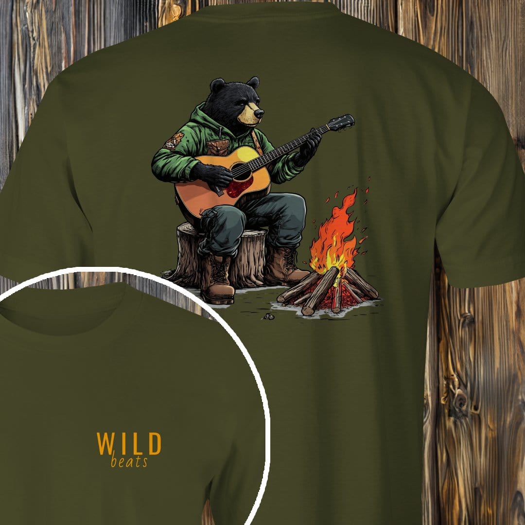 MyDesigns T-Shirt Military Green / S Black Bear Campfire Jam T-Shirt