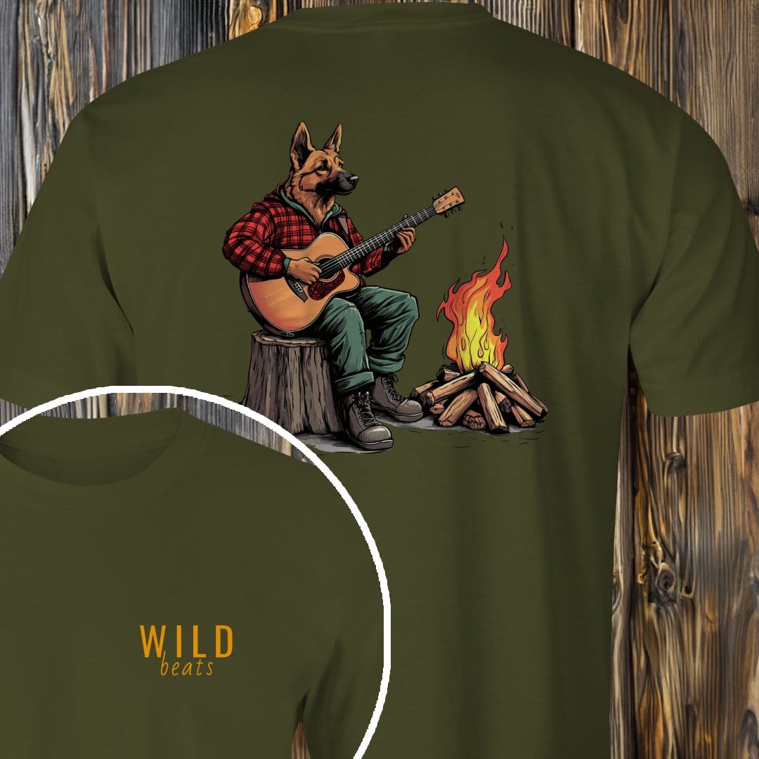 MyDesigns T-Shirt Military Green / S German Shepherd Bonfire Jam T-Shirt