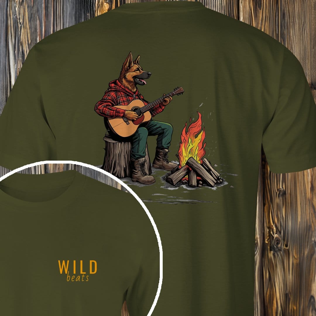 MyDesigns T-Shirt Military Green / S German Shepherd Campfire Jam T-Shirt