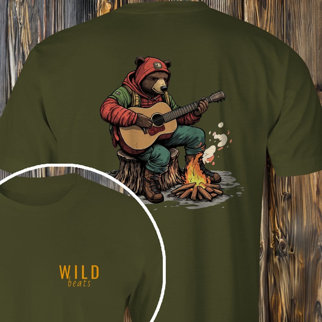 MyDesigns T-Shirt Military Green / S Grizzly Bear Campfire Jam T-Shirt