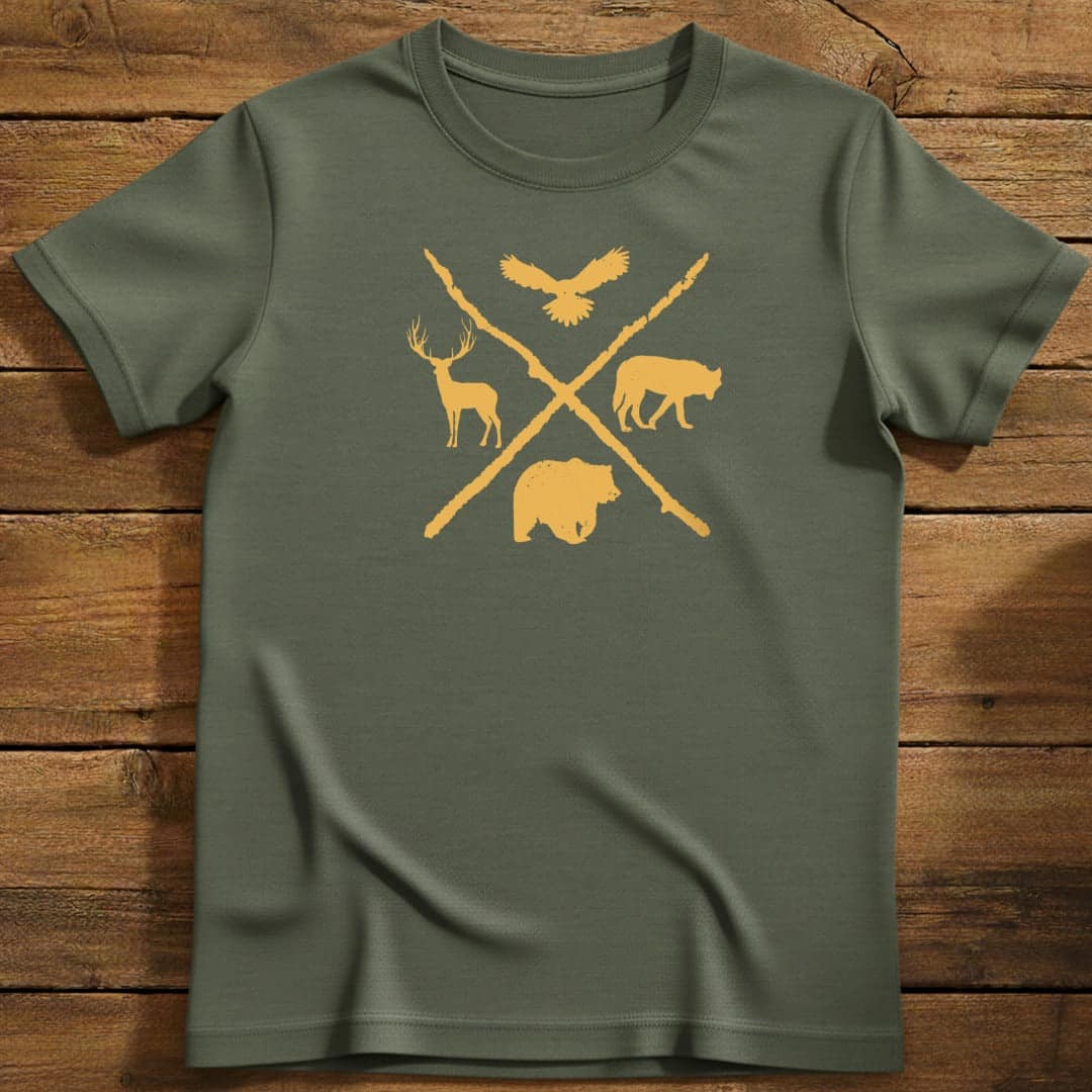 Wild Crest T-Shirt In Military Green / S Lightweight adventure tee for outdoor lovers Perfect for hiking camping or road trips Made from soft breathable cotton for all-day comfort Ideal for nature lovers and adventurers FAYO Threads outdoor apparel remember Fun Awaits You Outside