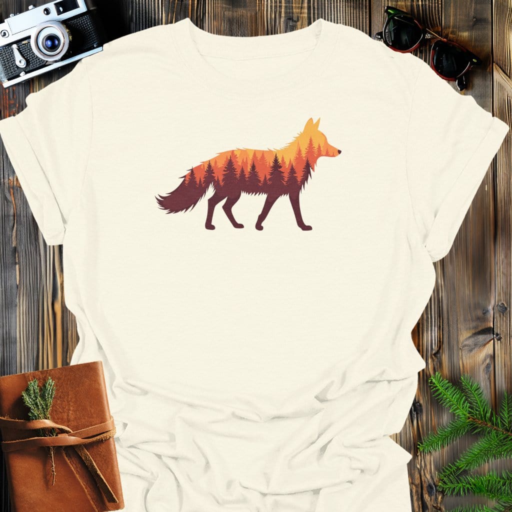 Forest Fox T-Shirt In Natural / S Lightweight adventure tee for outdoor lovers Perfect for hiking camping or road trips Made from soft breathable cotton for all-day comfort Ideal for nature lovers and adventurers FAYO Threads outdoor apparel remember Fun Awaits You Outside