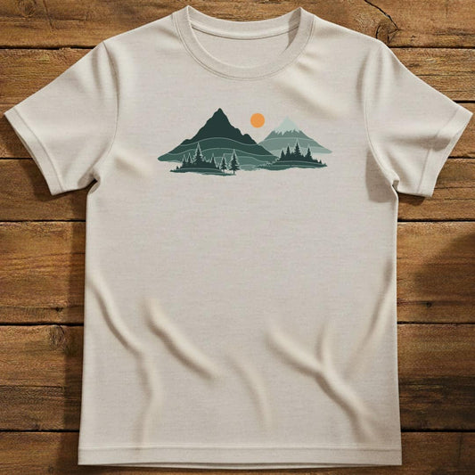 Mountain Solace T-Shirt In Natural / S Lightweight adventure tee for outdoor lovers Perfect for hiking camping or road trips Made from soft breathable cotton for all-day comfort Ideal for nature lovers and adventurers FAYO Threads outdoor apparel remember Fun Awaits You Outside