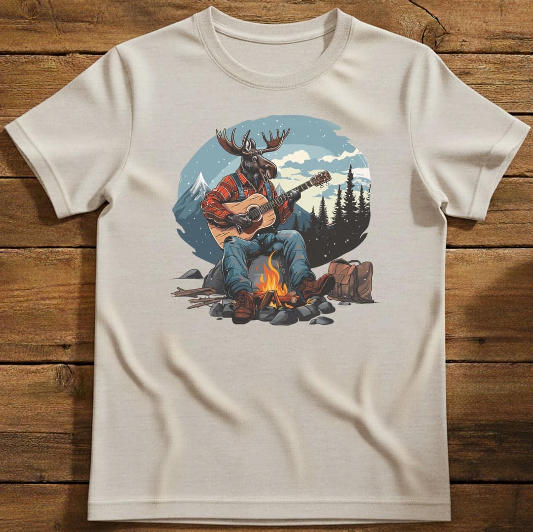 Snowy Moose Mountain Jam T-Shirt In Natural / S Lightweight adventure tee for outdoor lovers Perfect for hiking camping or road trips Made from soft breathable cotton for all-day comfort Ideal for nature lovers and adventurers FAYO Threads outdoor apparel remember Fun Awaits You Outside