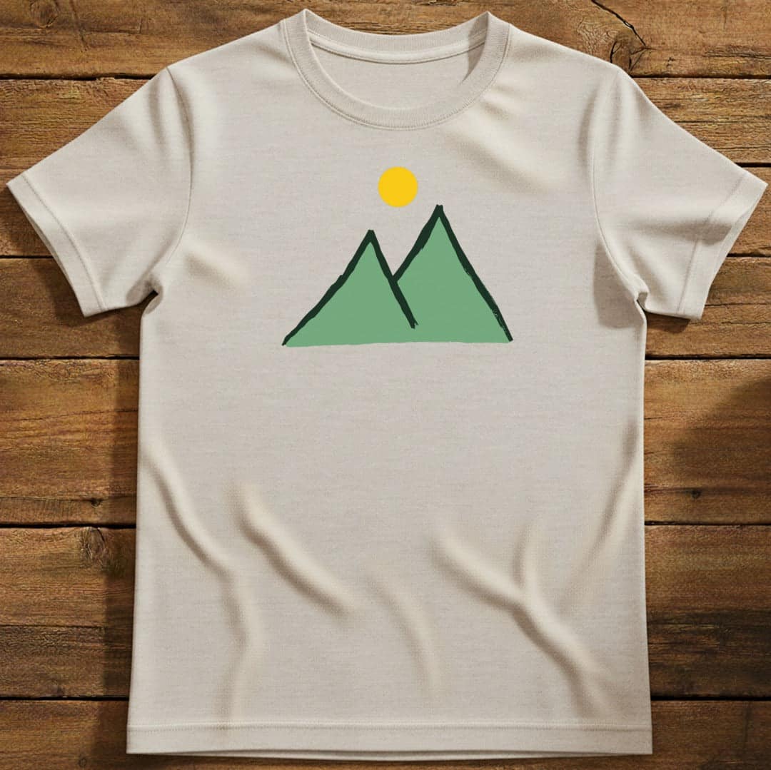 Sunny Peaks T-Shirt In Natural / S Lightweight adventure tee for outdoor lovers Perfect for hiking camping or road trips Made from soft breathable cotton for all-day comfort Ideal for nature lovers and adventurers FAYO Threads outdoor apparel remember Fun Awaits You Outside