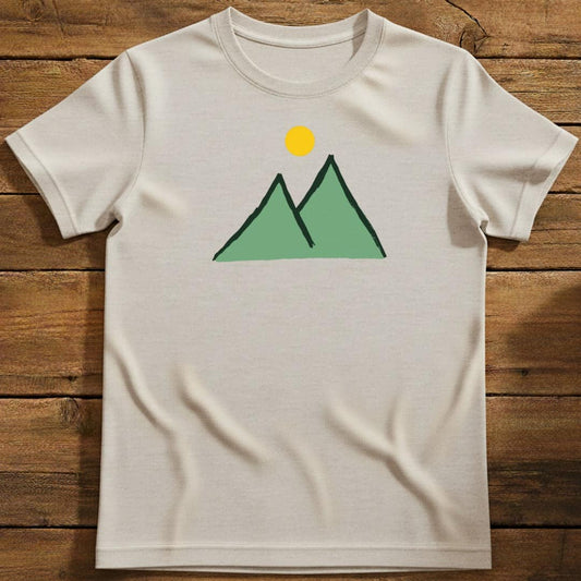 Sunny Peaks T-Shirt In Natural / S Lightweight adventure tee for outdoor lovers Perfect for hiking camping or road trips Made from soft breathable cotton for all-day comfort Ideal for nature lovers and adventurers FAYO Threads outdoor apparel remember Fun Awaits You Outside