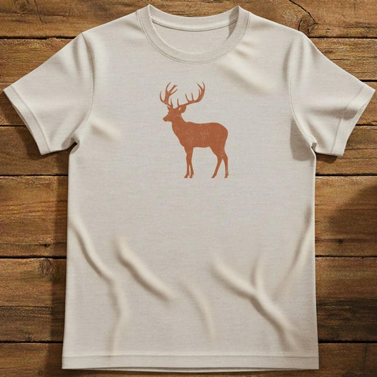 Vintage Buck T-Shirt In Natural / S Lightweight adventure tee for outdoor lovers Perfect for hiking camping or road trips Made from soft breathable cotton for all-day comfort Ideal for nature lovers and adventurers FAYO Threads outdoor apparel remember Fun Awaits You Outside
