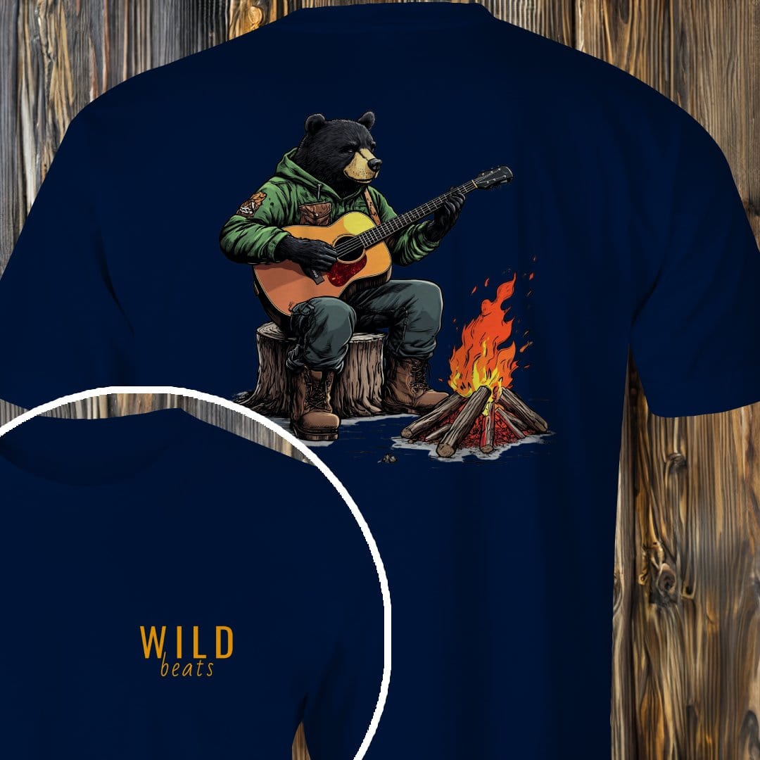 MyDesigns T-Shirt Navy / S Black Bear Campfire Jam T-Shirt