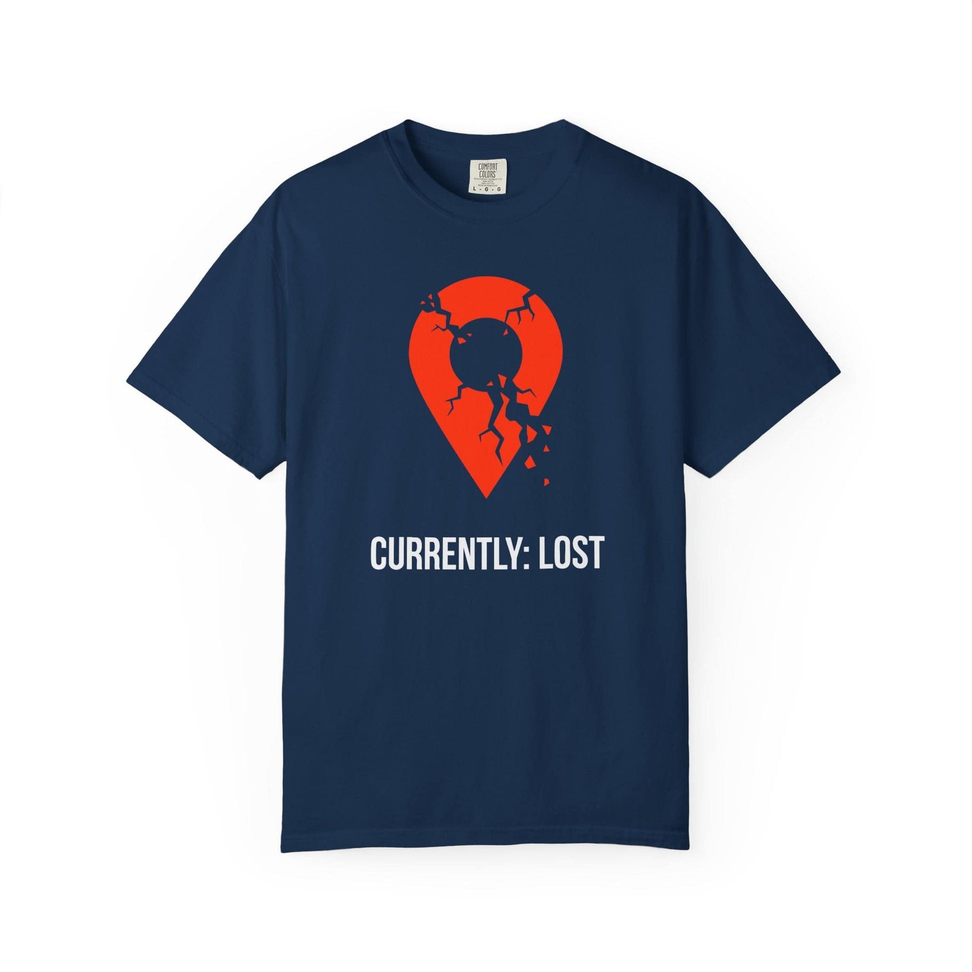 Currently Lost T-Shirt In Navy / S Lightweight adventure tee for outdoor lovers Perfect for hiking camping or road trips Made from soft breathable cotton for all-day comfort Ideal for nature lovers and adventurers FAYO Threads outdoor apparel remember Fun Awaits You Outside