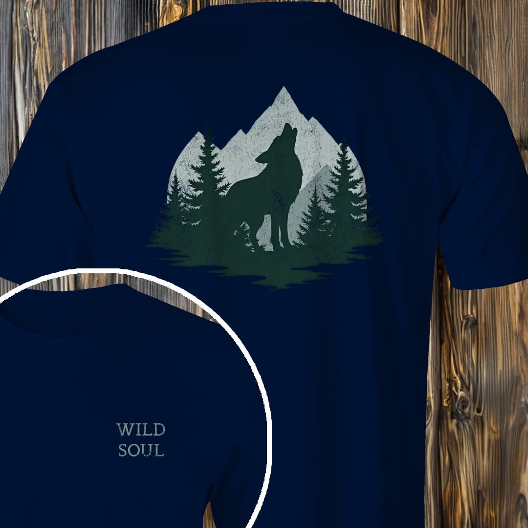 MyDesigns T-Shirt Navy / S Distressed Howling Wolf T-Shirt