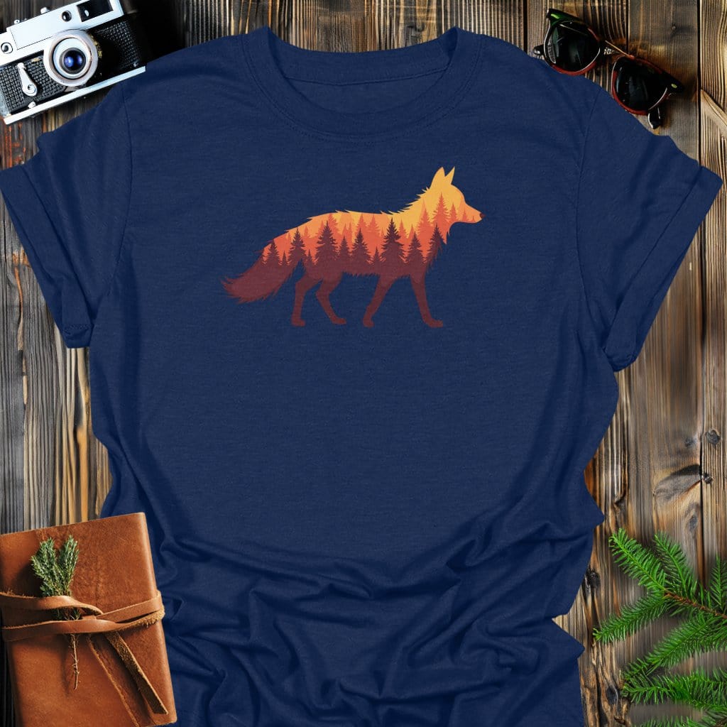 Forest Fox T-Shirt In Navy / S Lightweight adventure tee for outdoor lovers Perfect for hiking camping or road trips Made from soft breathable cotton for all-day comfort Ideal for nature lovers and adventurers FAYO Threads outdoor apparel remember Fun Awaits You Outside