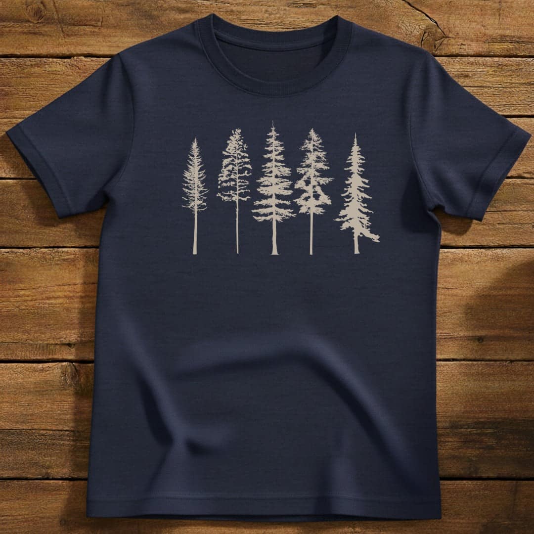 Forest Line T-Shirt In Navy / S Lightweight adventure tee for outdoor lovers Perfect for hiking camping or road trips Made from soft breathable cotton for all-day comfort Ideal for nature lovers and adventurers FAYO Threads outdoor apparel remember Fun Awaits You Outside