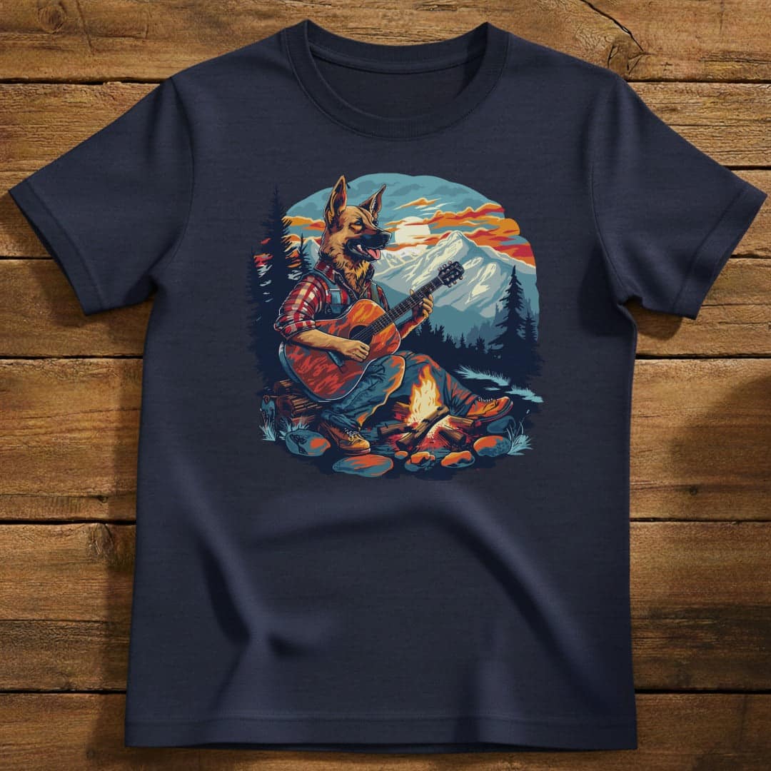 German Shepherd Country Jam T-Shirt In Navy / S Lightweight adventure tee for outdoor lovers Perfect for hiking camping or road trips Made from soft breathable cotton for all-day comfort Ideal for nature lovers and adventurers FAYO Threads outdoor apparel remember Fun Awaits You Outside
