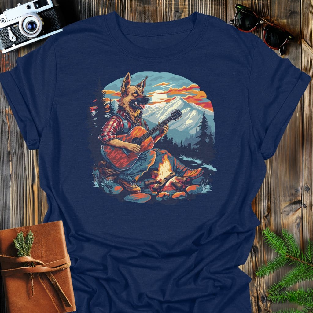 German Shepherd Country Jam T-Shirt In Navy / S Lightweight adventure tee for outdoor lovers Perfect for hiking camping or road trips Made from soft breathable cotton for all-day comfort Ideal for nature lovers and adventurers FAYO Threads outdoor apparel remember Fun Awaits You Outside