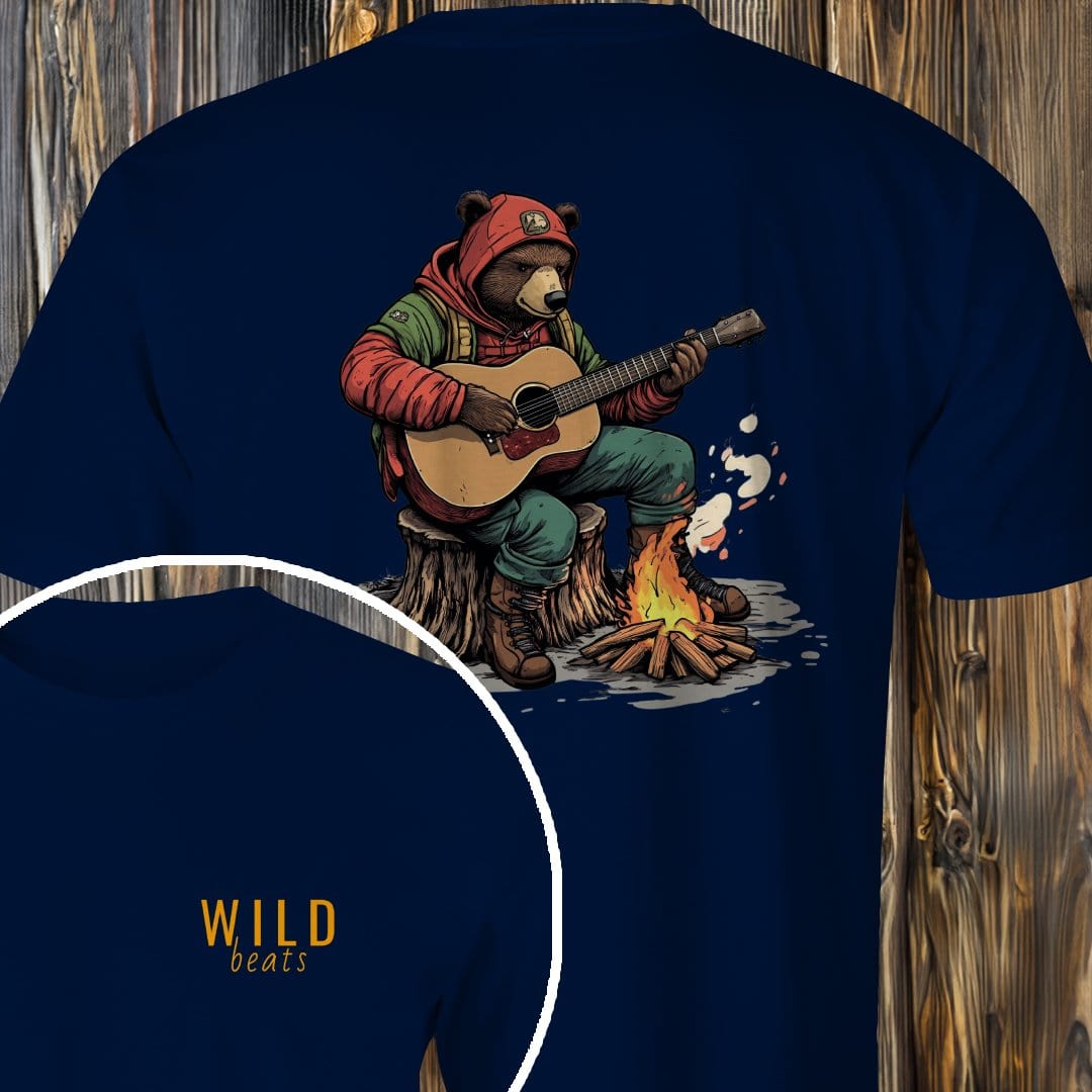 MyDesigns T-Shirt Navy / S Grizzly Bear Campfire Jam T-Shirt