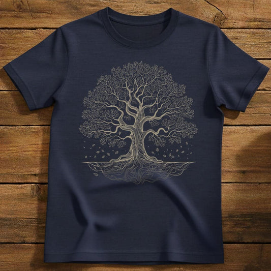 Growth in the Winter T-Shirt In Navy / S Lightweight adventure tee for outdoor lovers Perfect for hiking camping or road trips Made from soft breathable cotton for all-day comfort Ideal for nature lovers and adventurers FAYO Threads outdoor apparel remember Fun Awaits You Outside