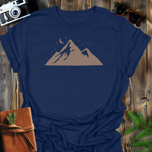 Midnight Peaks T-Shirt In Navy / S Lightweight adventure tee for outdoor lovers Perfect for hiking camping or road trips Made from soft breathable cotton for all-day comfort Ideal for nature lovers and adventurers FAYO Threads outdoor apparel remember Fun Awaits You Outside