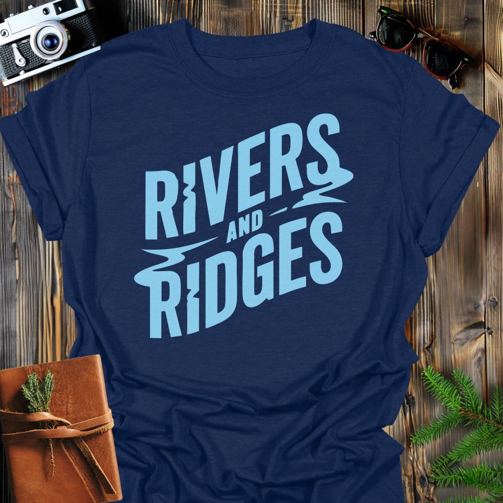 Rivers And Ridges T-Shirt In Navy / S Lightweight adventure tee for outdoor lovers Perfect for hiking camping or road trips Made from soft breathable cotton for all-day comfort Ideal for nature lovers and adventurers FAYO Threads outdoor apparel remember Fun Awaits You Outside