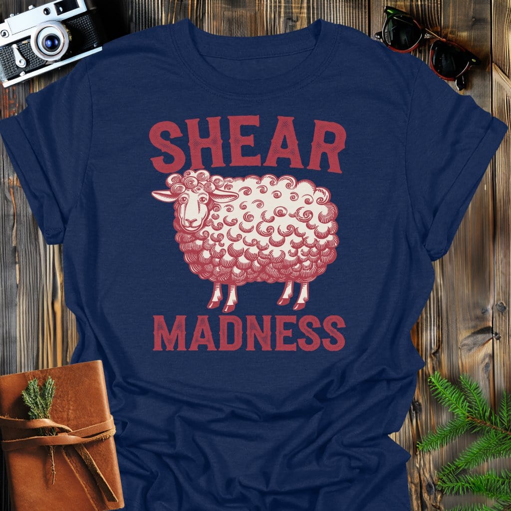Shear Madness T-Shirt In Navy / S Lightweight adventure tee for outdoor lovers Perfect for hiking camping or road trips Made from soft breathable cotton for all-day comfort Ideal for nature lovers and adventurers FAYO Threads outdoor apparel remember Fun Awaits You Outside
