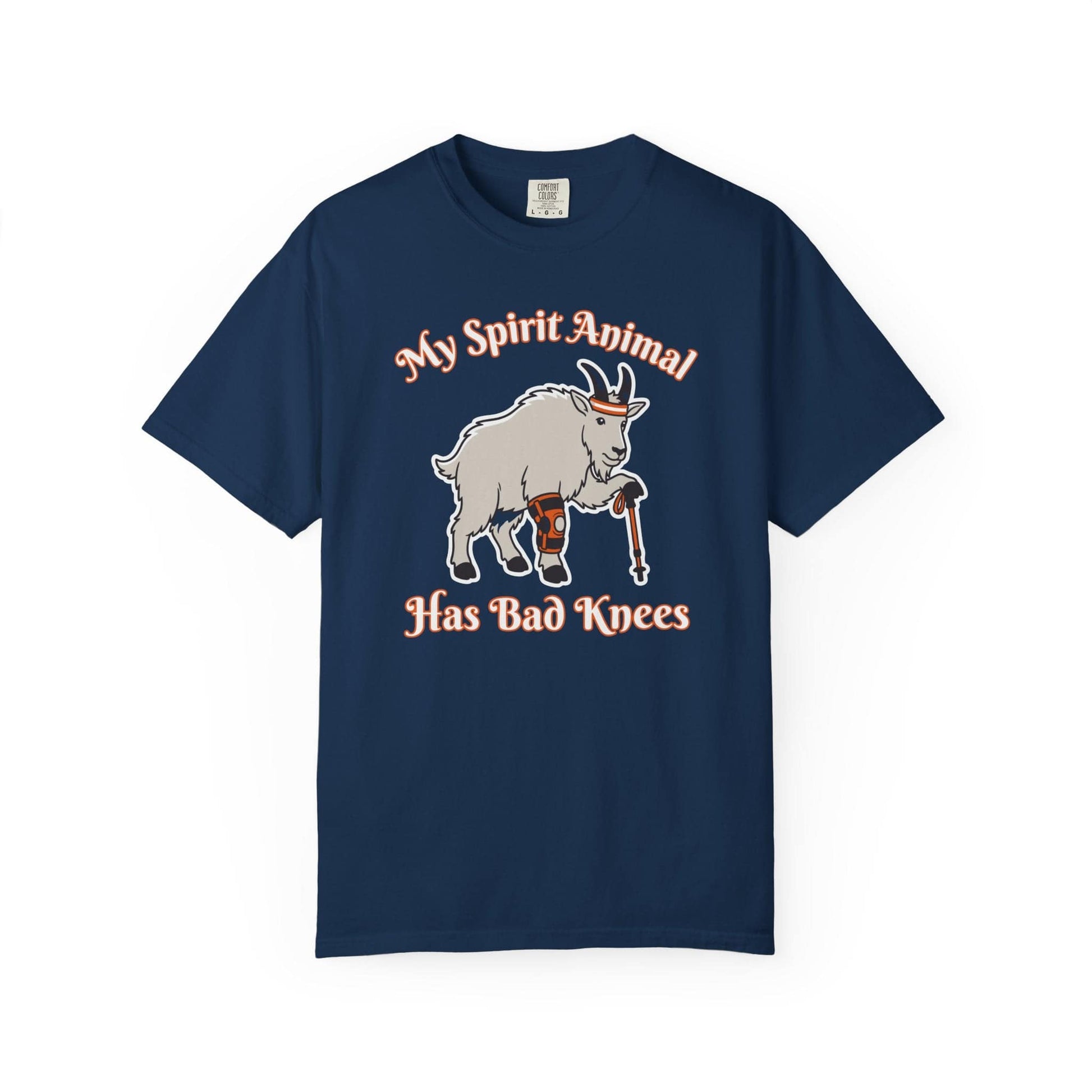 Spirit Animal Has Bad Knees T-Shirt In Navy / S Lightweight adventure tee for outdoor lovers Perfect for hiking camping or road trips Made from soft breathable cotton for all-day comfort Ideal for nature lovers and adventurers FAYO Threads outdoor apparel remember Fun Awaits You Outside