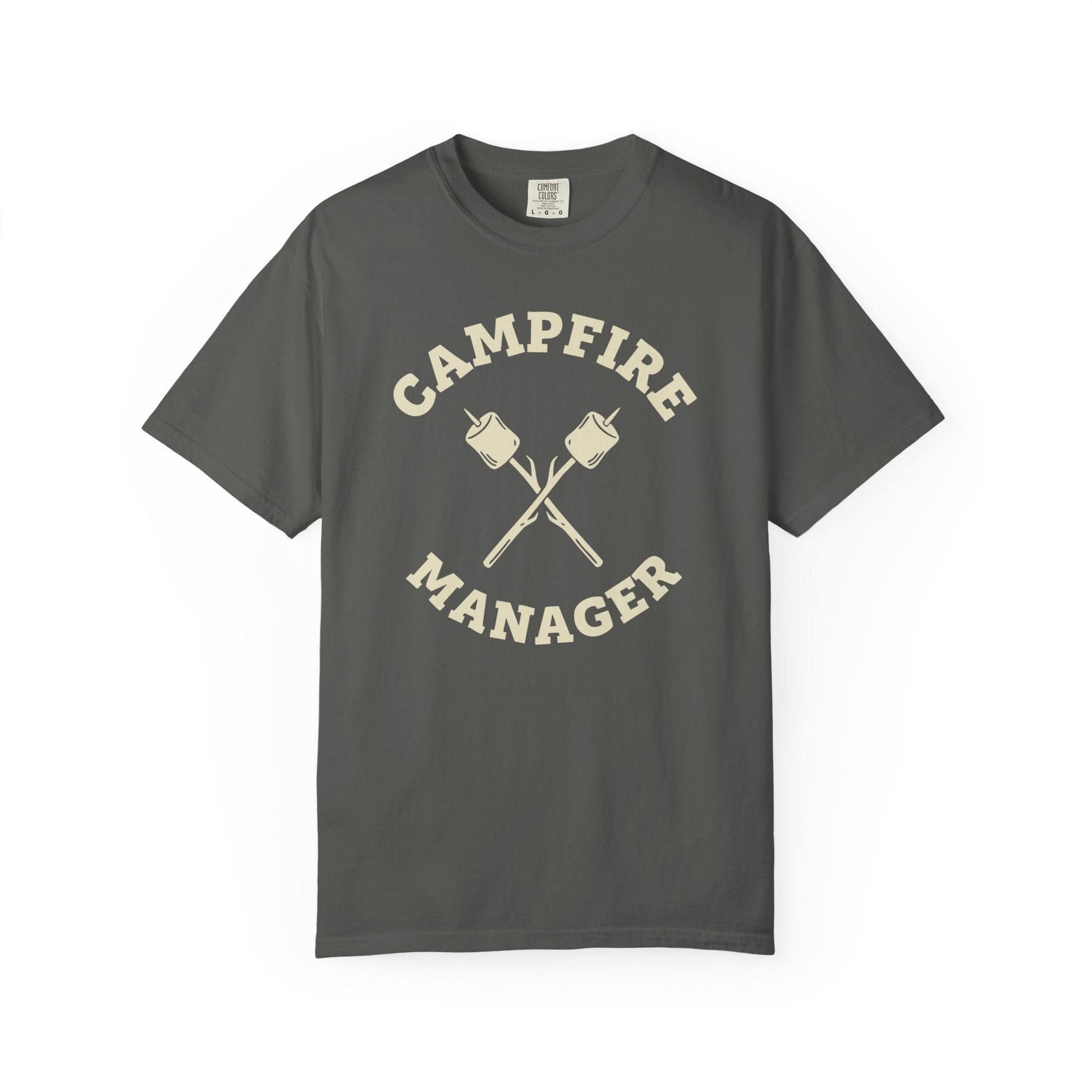 Campfire Manager T-Shirt In Pepper / S Lightweight adventure tee for outdoor lovers Perfect for hiking camping or road trips Made from soft breathable cotton for all-day comfort Ideal for nature lovers and adventurers FAYO Threads outdoor apparel remember Fun Awaits You Outside