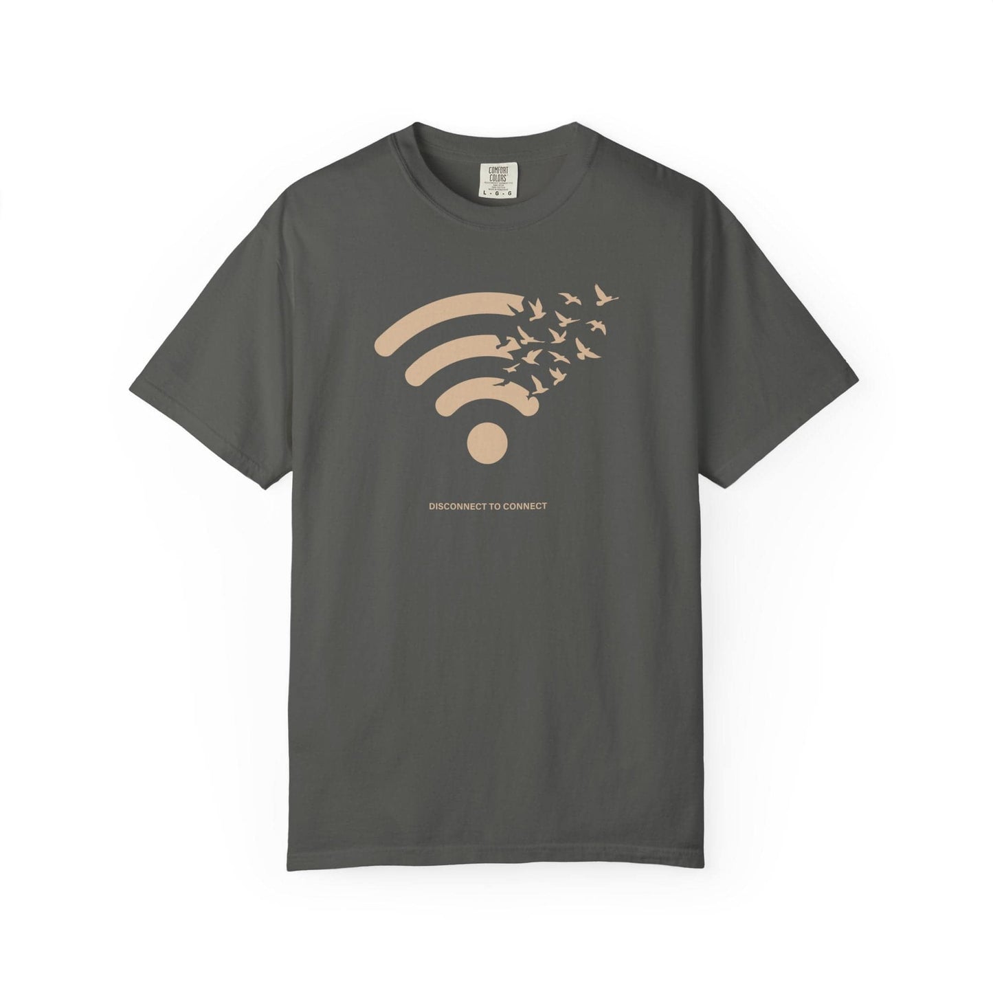 Disconnect to Connect T-Shirt In Pepper / S Lightweight adventure tee for outdoor lovers Perfect for hiking camping or road trips Made from soft breathable cotton for all-day comfort Ideal for nature lovers and adventurers FAYO Threads outdoor apparel remember Fun Awaits You Outside