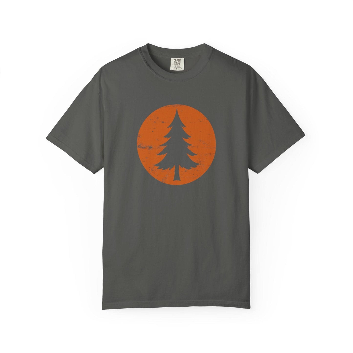 Distressed Tree T-Shirt In Pepper / S Lightweight adventure tee for outdoor lovers Perfect for hiking camping or road trips Made from soft breathable cotton for all-day comfort Ideal for nature lovers and adventurers FAYO Threads outdoor apparel remember Fun Awaits You Outside