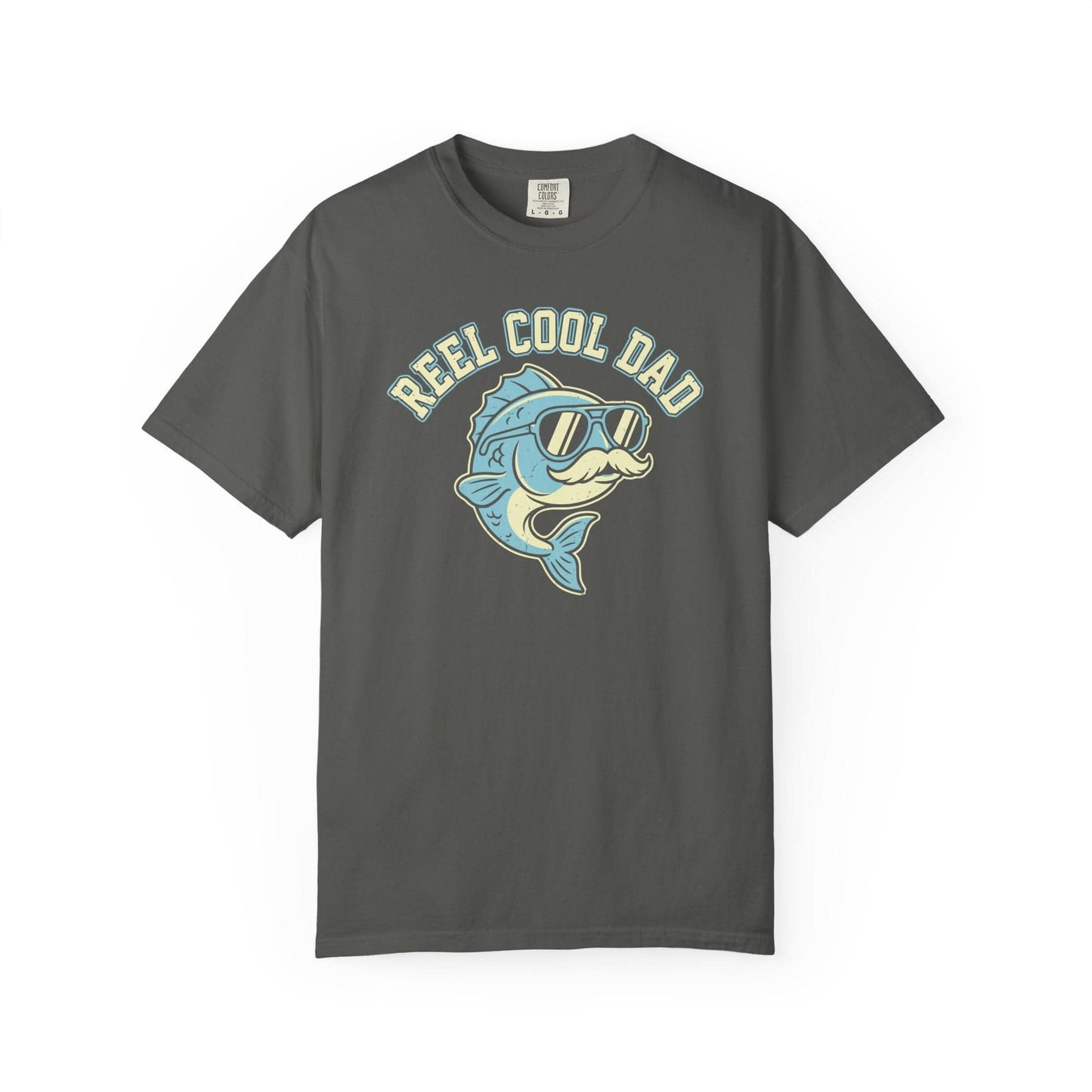 Reel Cool Dad T-Shirt In Pepper / S Lightweight adventure tee for outdoor lovers Perfect for hiking camping or road trips Made from soft breathable cotton for all-day comfort Ideal for nature lovers and adventurers FAYO Threads outdoor apparel remember Fun Awaits You Outside