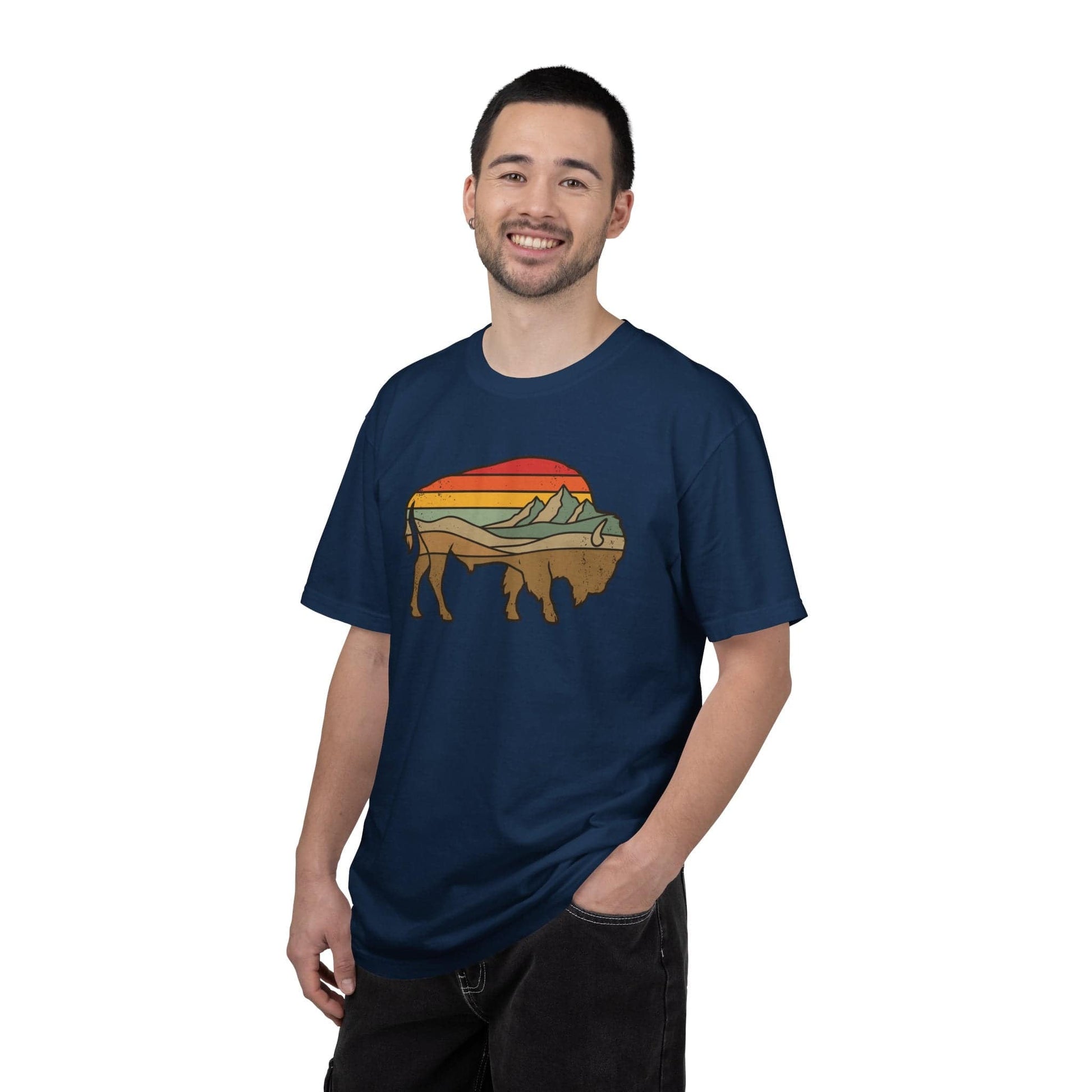 Retro Buffalo T-Shirt In Lightweight adventure tee for outdoor lovers Perfect for hiking camping or road trips Made from soft breathable cotton for all-day comfort Ideal for nature lovers and adventurers FAYO Threads outdoor apparel remember Fun Awaits You Outside