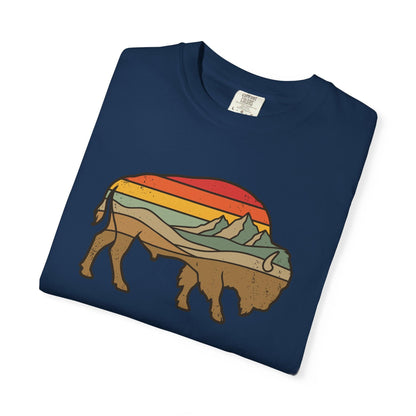Retro Buffalo T-Shirt In Lightweight adventure tee for outdoor lovers Perfect for hiking camping or road trips Made from soft breathable cotton for all-day comfort Ideal for nature lovers and adventurers FAYO Threads outdoor apparel remember Fun Awaits You Outside